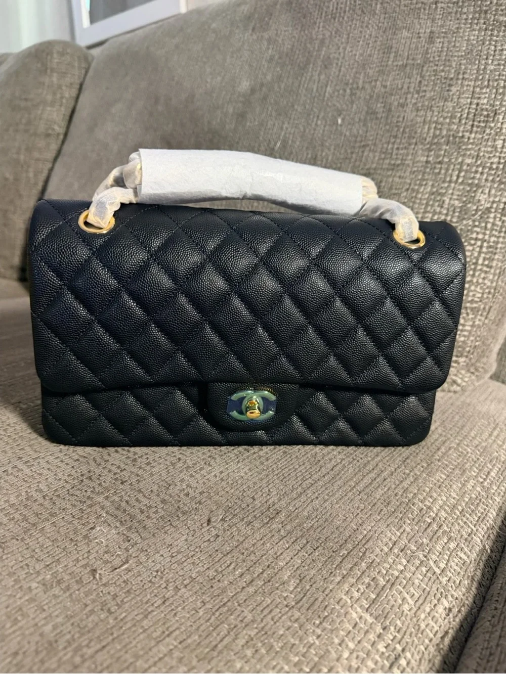 CHANEL Black Quilted Shoulder Bag with Gold-Tone Hardware